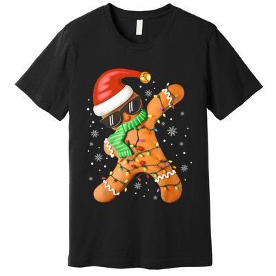 Funny Christmas Dabbing Gingerbread Xmas Pajamas Premium T-Shirt