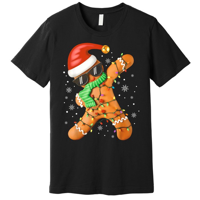 Funny Christmas Dabbing Gingerbread Xmas Pajamas Premium T-Shirt