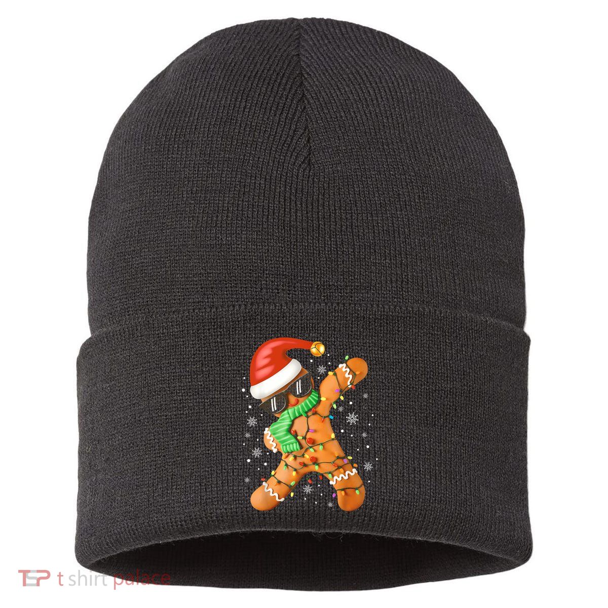 Funny Christmas Dabbing Gingerbread Xmas Pajamas Sustainable Knit Beanie