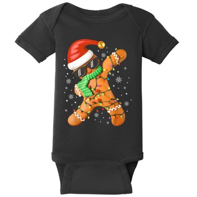 Funny Christmas Dabbing Gingerbread Xmas Pajamas Baby Bodysuit