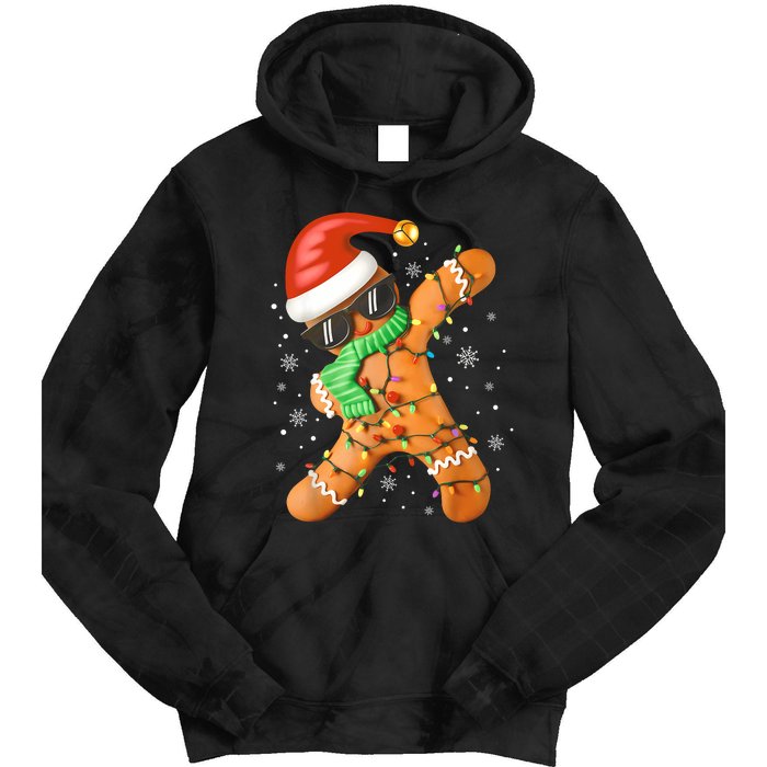 Funny Christmas Dabbing Gingerbread Xmas Pajamas Tie Dye Hoodie