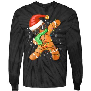 Funny Christmas Dabbing Gingerbread Xmas Pajamas Tie-Dye Long Sleeve Shirt