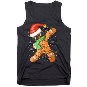 Funny Christmas Dabbing Gingerbread Xmas Pajamas Tank Top