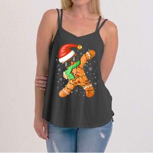 Funny Christmas Dabbing Gingerbread Xmas Pajamas Women's Strappy Tank