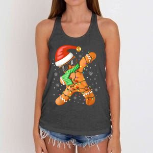 Funny Christmas Dabbing Gingerbread Xmas Pajamas Women's Knotted Racerback Tank