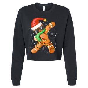 Funny Christmas Dabbing Gingerbread Xmas Pajamas Cropped Pullover Crew