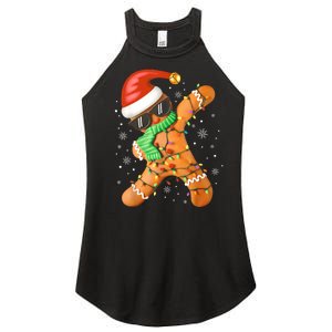 Funny Christmas Dabbing Gingerbread Xmas Pajamas Women's Perfect Tri Rocker Tank