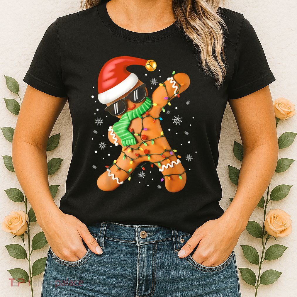 Funny Christmas Dabbing Gingerbread Xmas Pajamas Womens T-Shirt