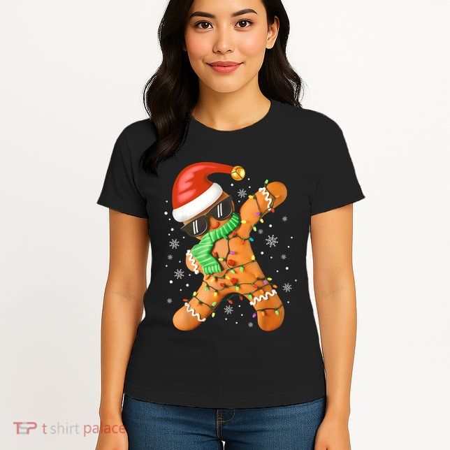 Funny Christmas Dabbing Gingerbread Xmas Pajamas Womens T-Shirt