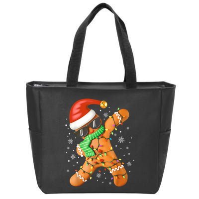 Funny Christmas Dabbing Gingerbread Xmas Pajamas Zip Tote Bag