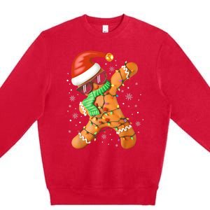 Funny Christmas Dabbing Gingerbread Xmas Pajamas Premium Crewneck Sweatshirt