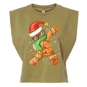 Funny Christmas Dabbing Gingerbread Xmas Pajamas Garment-Dyed Women's Muscle Tee