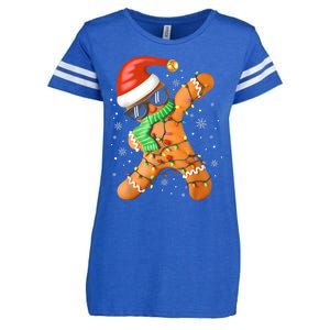 Funny Christmas Dabbing Gingerbread Xmas Pajamas Enza Ladies Jersey Football T-Shirt