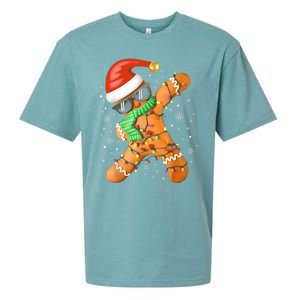 Funny Christmas Dabbing Gingerbread Xmas Pajamas Sueded Cloud Jersey T-Shirt