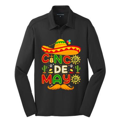 Festive Cinco De Mayo Celebration Graphic Silk Touch Performance Long Sleeve Polo