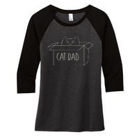 Funny Cat Dad Gift for Father's Day Women's Tri-Blend 3/4-Sleeve Raglan Shirt