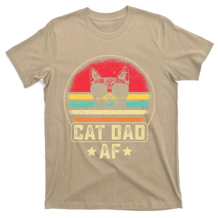 Funny Cat Dad Af Funny Daddy Fathers Day Vintage Cute Cat Lover T-Shirt