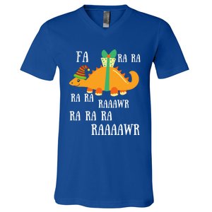 Funny Cute Dinosaur Fa Ra Ra Rawr Rawr Christmas Stegosaurus Meaningful Gift V-Neck T-Shirt