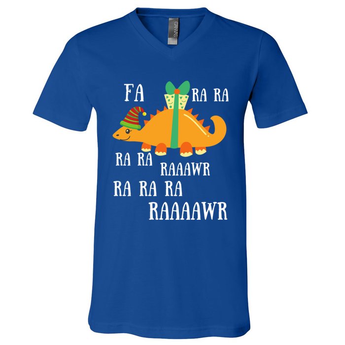 Funny Cute Dinosaur Fa Ra Ra Rawr Rawr Christmas Stegosaurus Meaningful Gift V-Neck T-Shirt