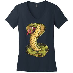 Funny Cobra Design For Men Women King Snake Cobra Lover Women's V-Neck T-Shirt