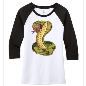 Funny Cobra Design For Men Women King Snake Cobra Lover Women's Tri-Blend 3/4-Sleeve Raglan Shirt