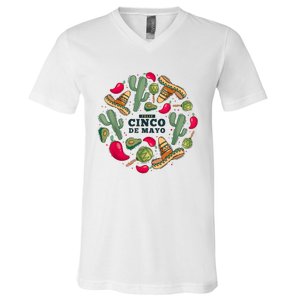 Feliz Cinco De Mayo Party, Mexican Holiday ,5 De Mayo Fiesta V-Neck T-Shirt