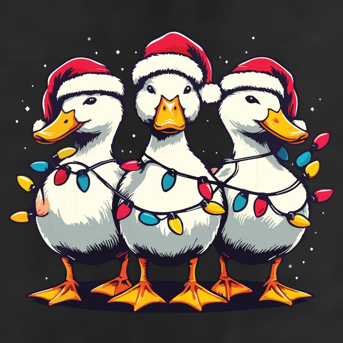 Funny Christmas Ducks Wearing Xmas Hat Light Duck Lover Farm 7 Panel Mesh Trucker Snapback Hat