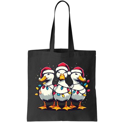 Funny Christmas Ducks Wearing Xmas Hat Light Duck Lover Farm Bag