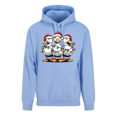 Funny Christmas Ducks Wearing Xmas Hat Light Duck Lover Farm Unisex Surf Hoodie