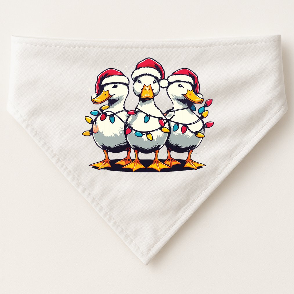 Funny Christmas Ducks Wearing Xmas Hat Light Duck Lover Farm USA-Made Doggie Bandana