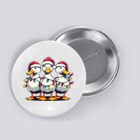 Funny Christmas Ducks Wearing Xmas Hat Light Duck Lover Farm Button