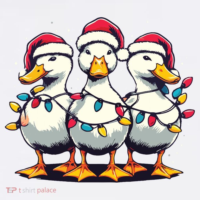 Funny Christmas Ducks Wearing Xmas Hat Light Duck Lover Farm Button