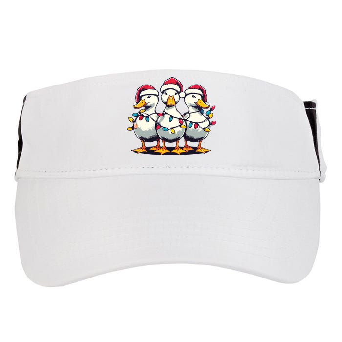 Funny Christmas Ducks Wearing Xmas Hat Light Duck Lover Farm Adult Drive Performance Visor