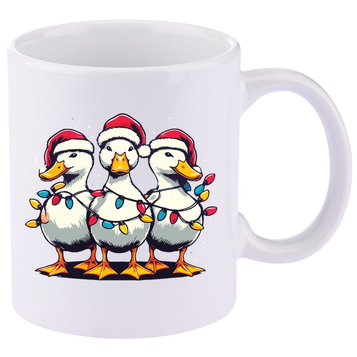 Funny Christmas Ducks Wearing Xmas Hat Light Duck Lover Farm 11oz C Handle Ceramic Mug