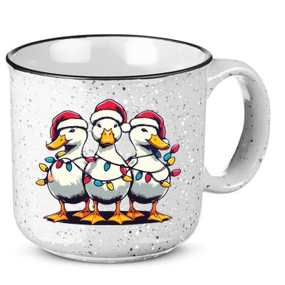 Funny Christmas Ducks Wearing Xmas Hat Light Duck Lover Farm 15oz Campfire Ceramic Mug