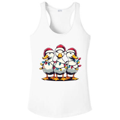 Funny Christmas Ducks Wearing Xmas Hat Light Duck Lover Farm Ladies PosiCharge Competitor Racerback Tank