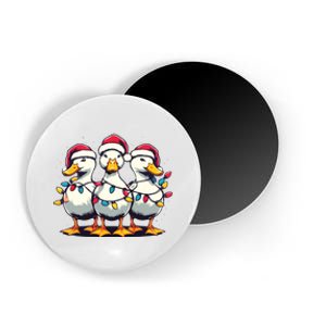 Funny Christmas Ducks Wearing Xmas Hat Light Duck Lover Farm Magnet