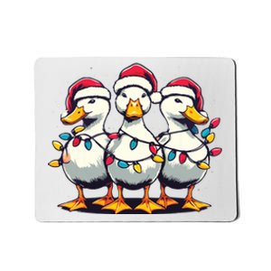 Funny Christmas Ducks Wearing Xmas Hat Light Duck Lover Farm Mousepad