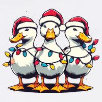 Funny Christmas Ducks Wearing Xmas Hat Light Duck Lover Farm Cooling Performance Long Sleeve Crew