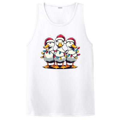 Funny Christmas Ducks Wearing Xmas Hat Light Duck Lover Farm PosiCharge Competitor Tank