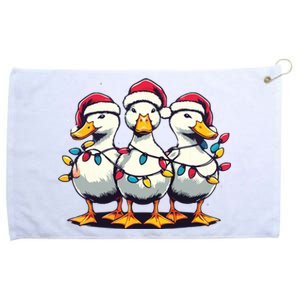 Funny Christmas Ducks Wearing Xmas Hat Light Duck Lover Farm Grommeted Golf Towel