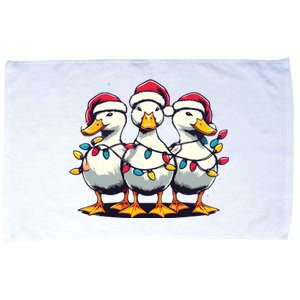 Funny Christmas Ducks Wearing Xmas Hat Light Duck Lover Farm Microfiber Hand Towel