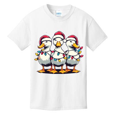 Funny Christmas Ducks Wearing Xmas Hat Light Duck Lover Farm Kids T-Shirt