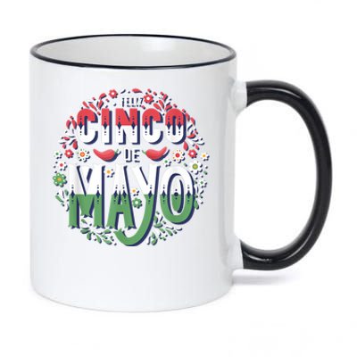 Feliz Cinco De Mayo Party, Mexican Holiday, 5 De Mayo Fiesta 11oz Black Color Changing Mug