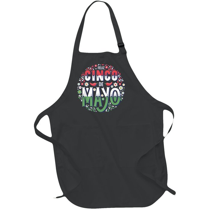 Feliz Cinco De Mayo Party, Mexican Holiday, 5 De Mayo Fiesta Full-Length Apron With Pockets