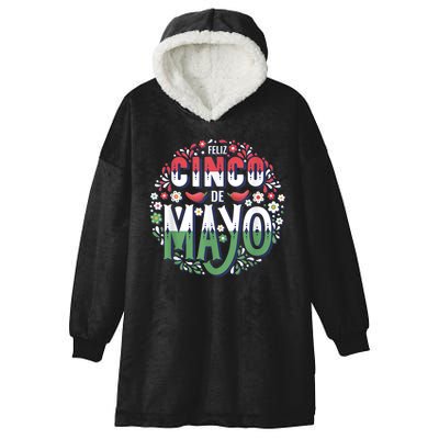 Feliz Cinco De Mayo Party, Mexican Holiday, 5 De Mayo Fiesta Hooded Wearable Blanket