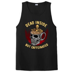 Funny Coffee Dead Inside But Caffeinated Skull Cup Skeleton Gift PosiCharge Competitor Tank