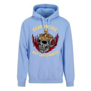 Funny Coffee Dead Inside But Caffeinated Skull Cup Skeleton Gift Unisex Surf Hoodie