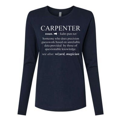 Funny Carpenter Definition Shirts Woodworking Carpentry Gift Womens Cotton Relaxed Long Sleeve T-Shirt