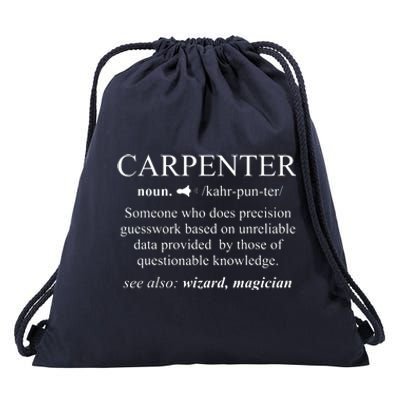 Funny Carpenter Definition Shirts Woodworking Carpentry Gift Drawstring Bag